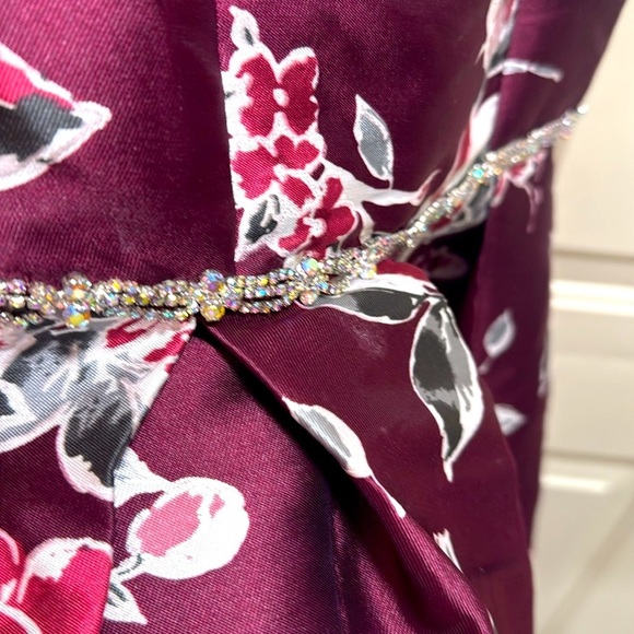 Speechless Kids Formal Floral Jeweled High Low Burgundy Dress size 10 - Picture 4 of 10